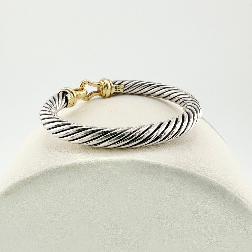 David Yurman Buckle Bracelet w/ 18K Yellow Gold & Diamonds - 7mm - Medium - Picture 4 of 10